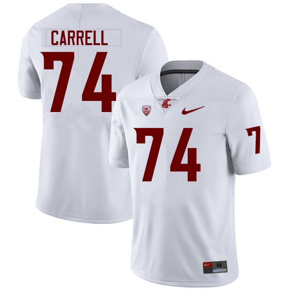Men #74 Sam Carrell Washington State Cougars College Football Jerseys Sale-White